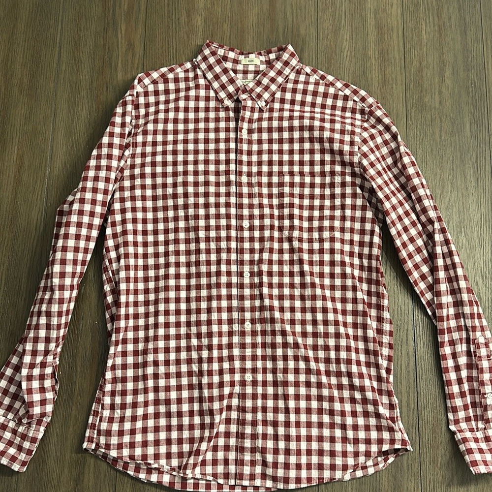 JCrew Maroon Gingham Button Shirt